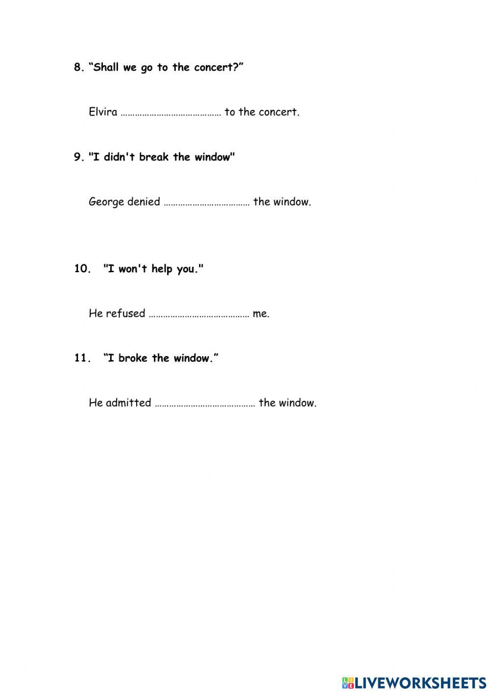 Reported speech short test