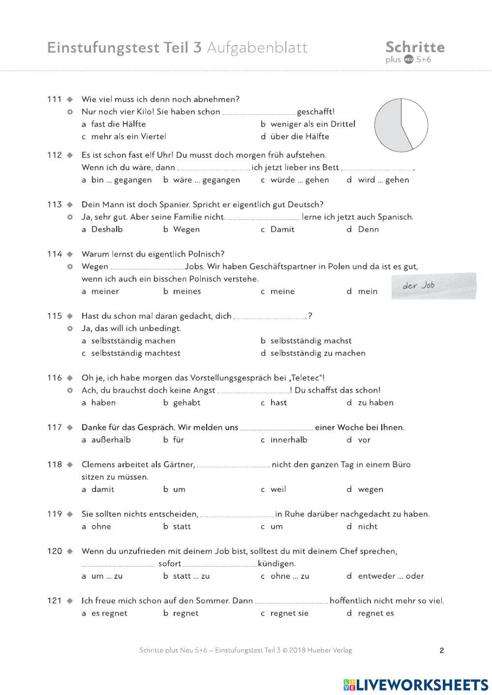 Schritte Plus B1.1 Beschrieb Einstufungstest B1.1 Schritte Plus Neu online exercise for | Live
