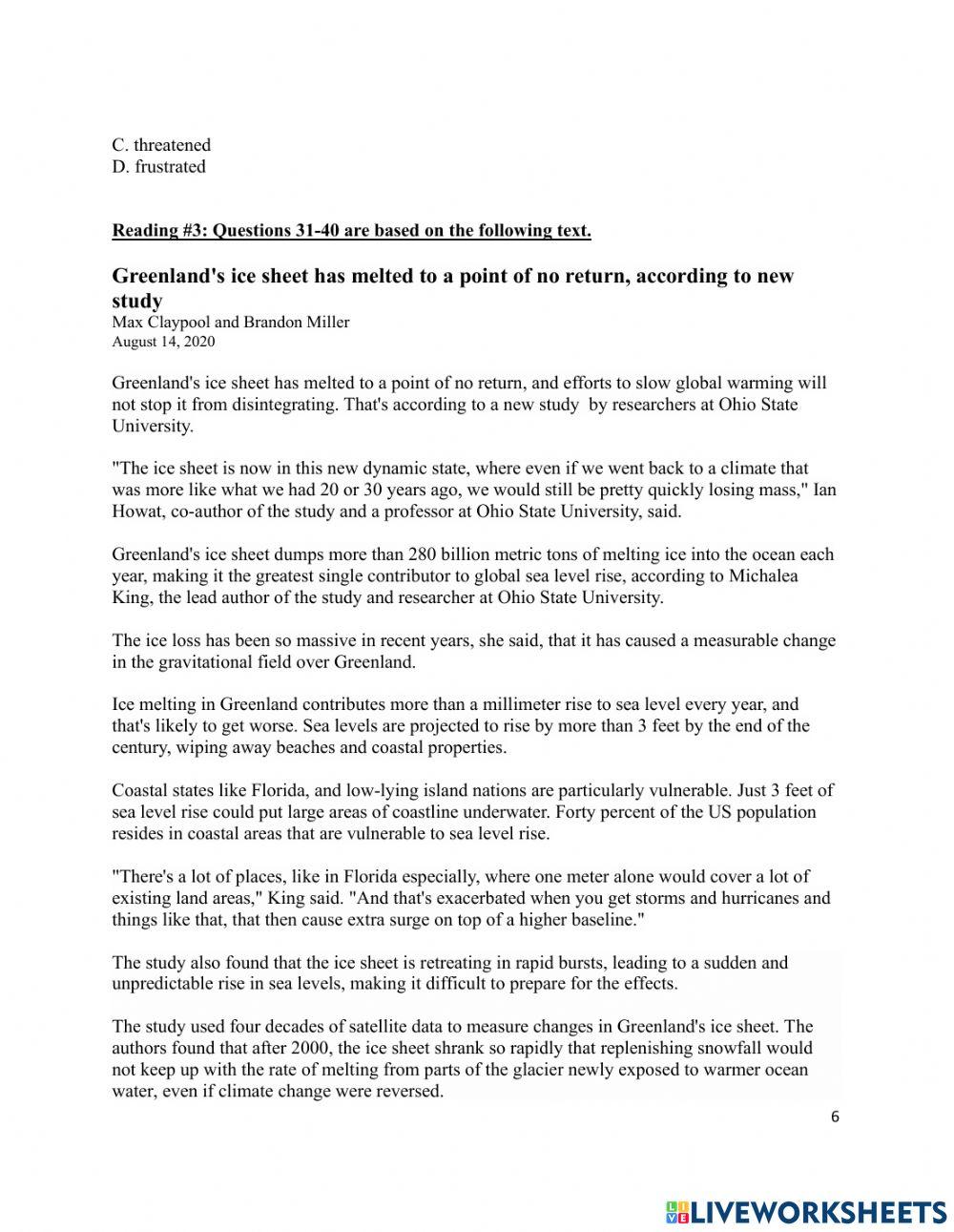 READING II Midterm Exam