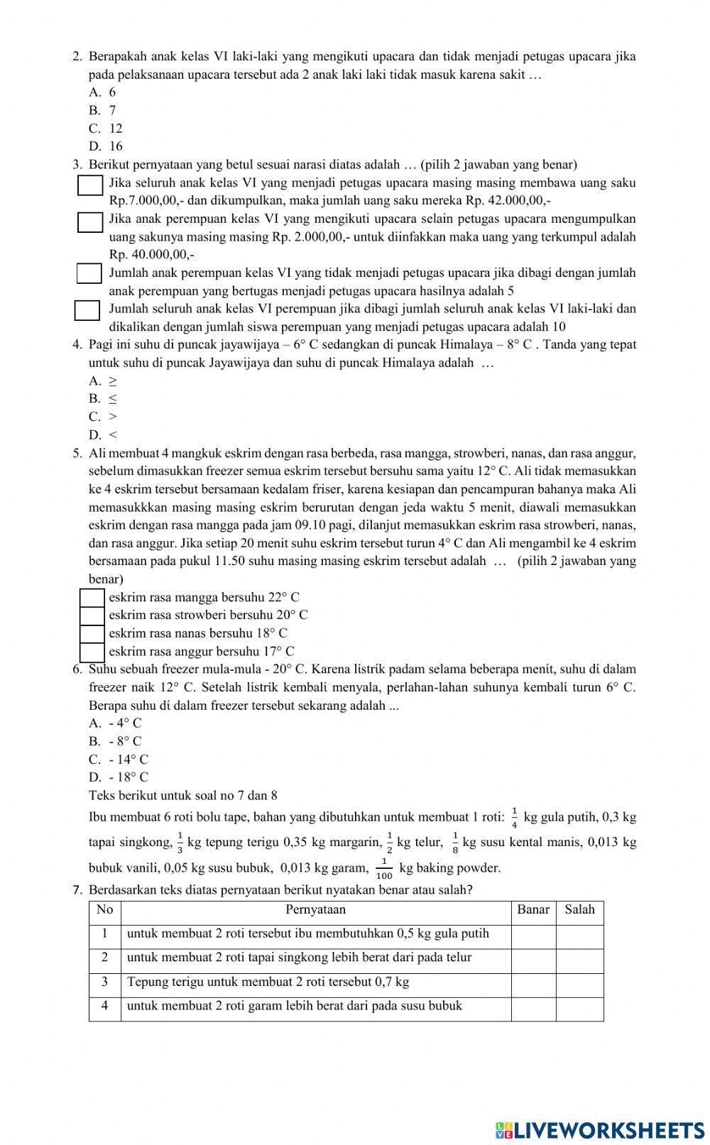 Assesment matematika 2023 BARU