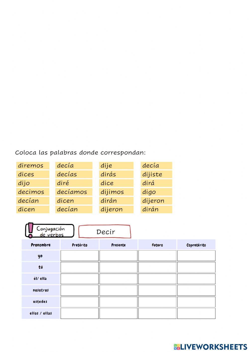 Verbos en copretérito