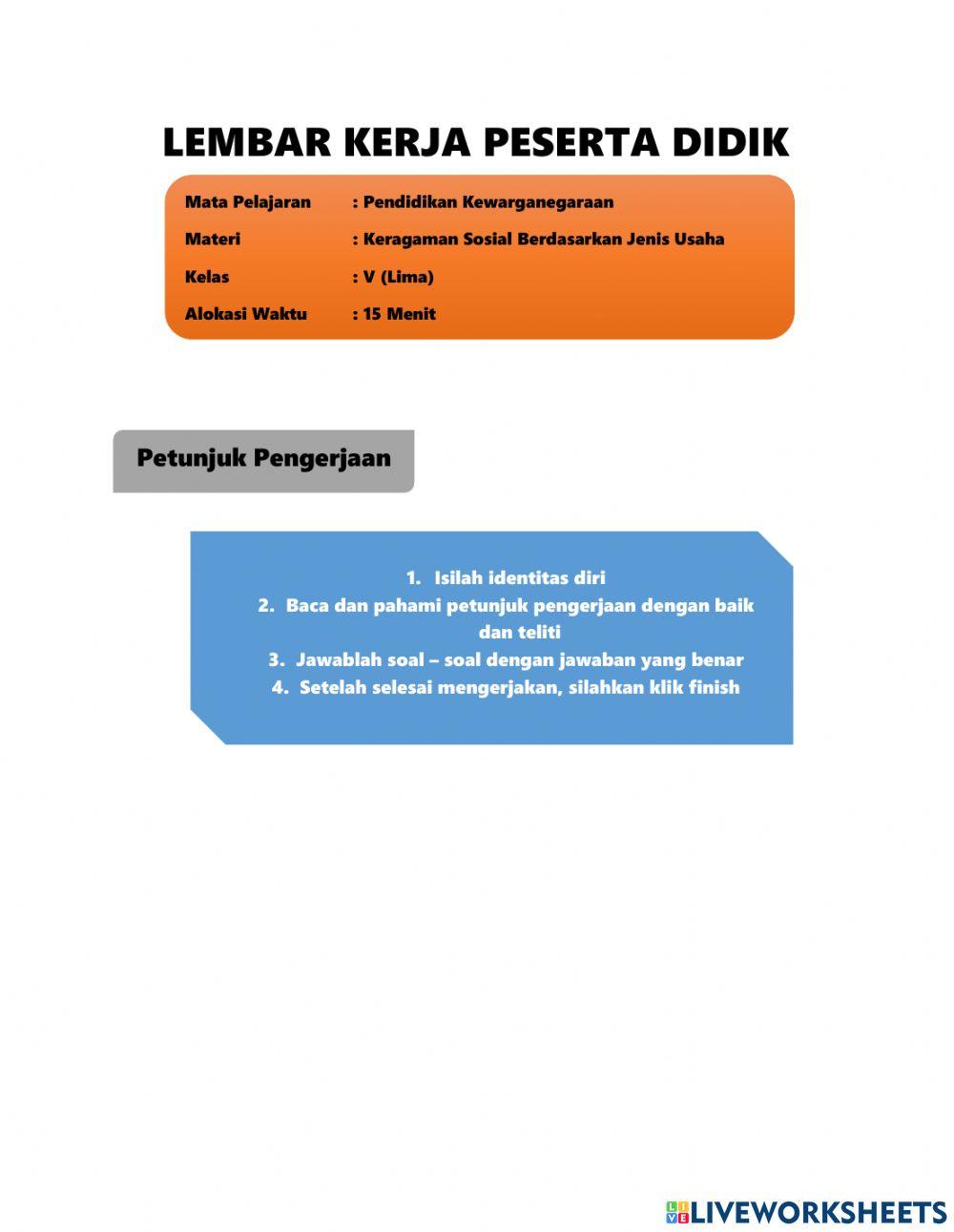 Keragaman Sosial Berdasarkan Jenis Usaha