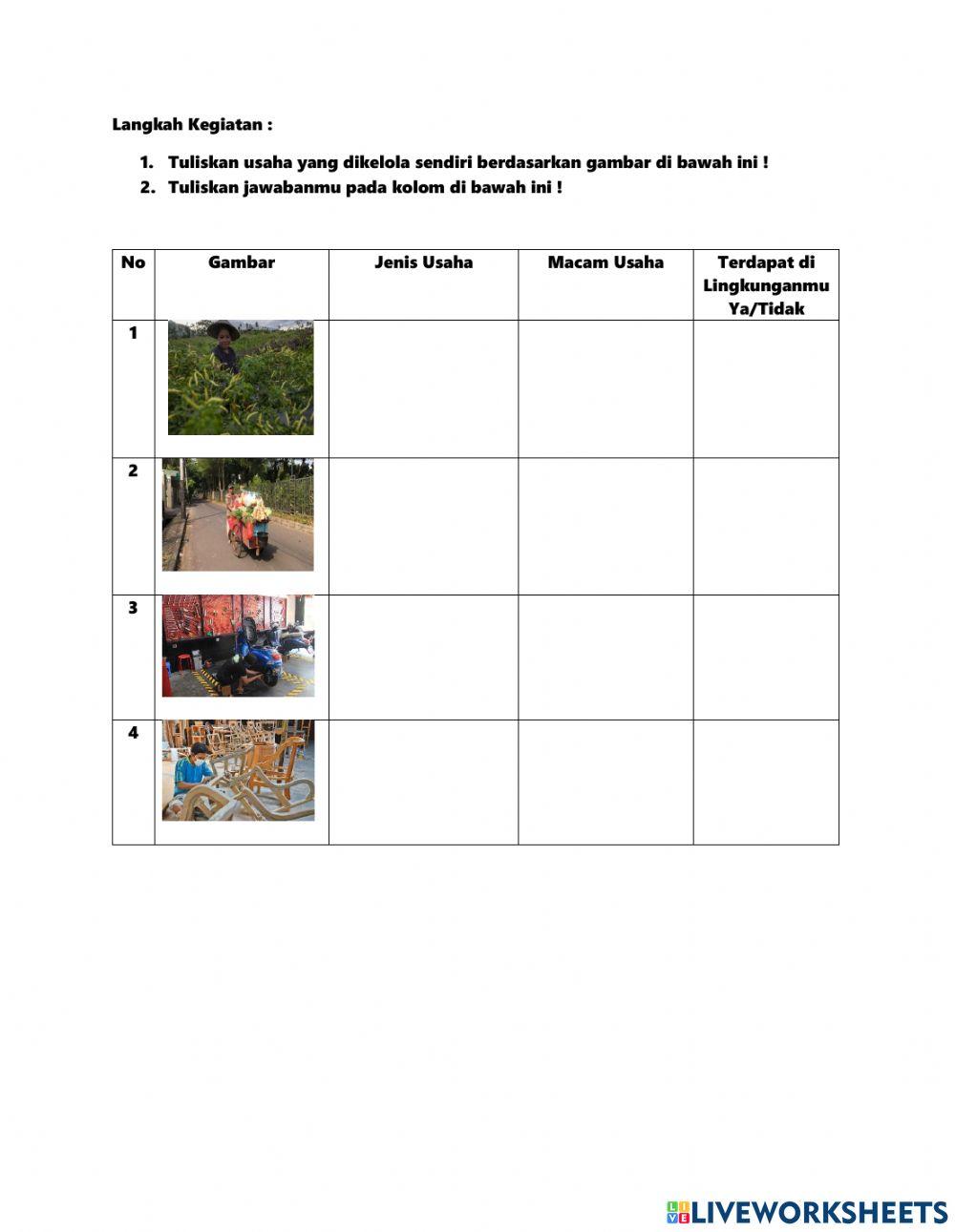 Keragaman Sosial Berdasarkan Jenis Usaha Yang Dikelola Sendiri