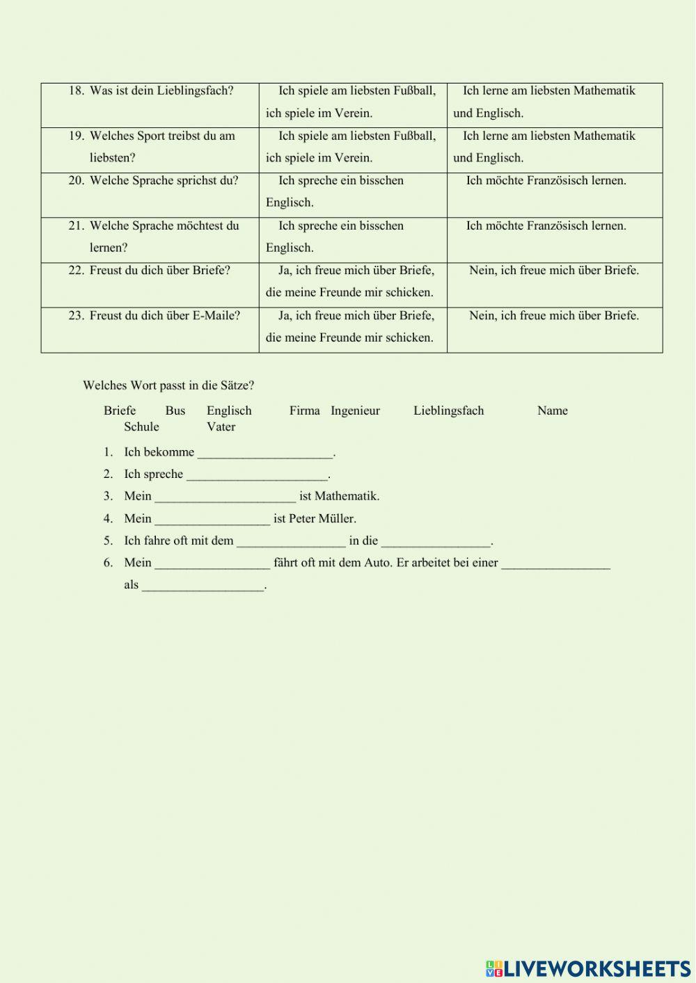 Wiederholung - Vorstellung 1