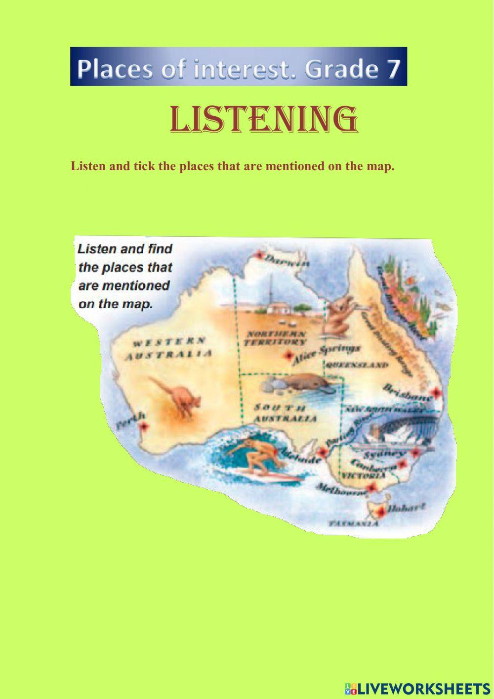 Listening. Places of interest