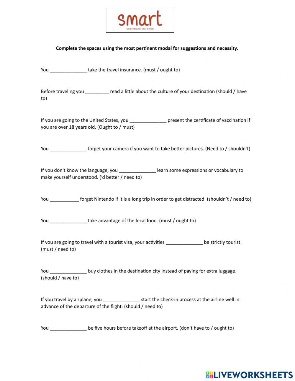 Modals of suggestions and necessity