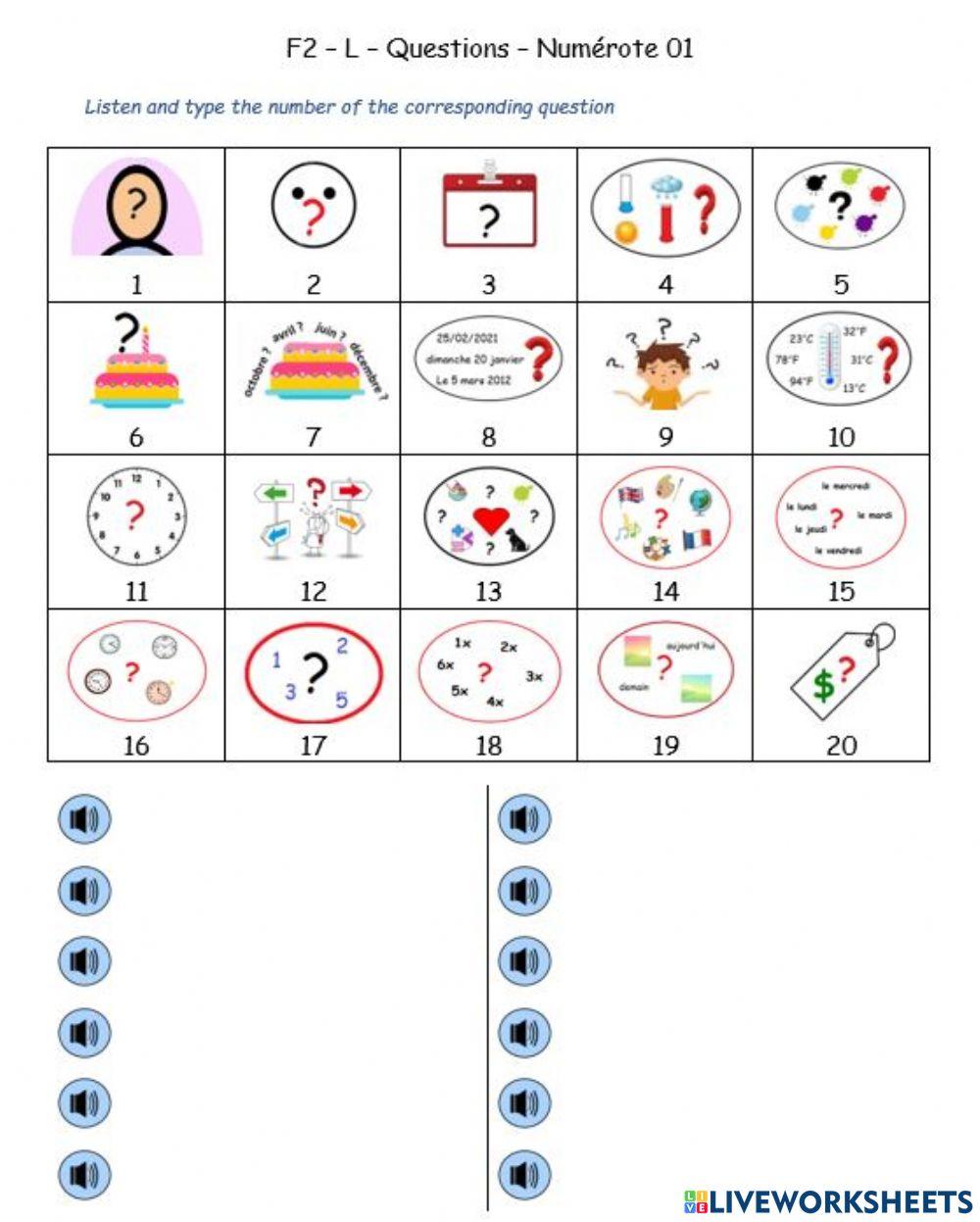 F2 - L- Questions - Numérote 01 F2 - L- Questions - Numérote 01