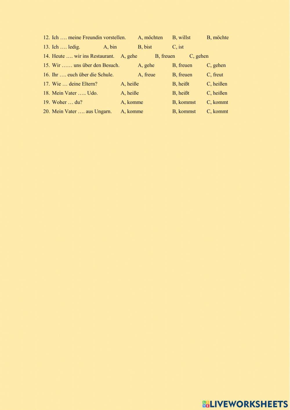 Vorstellung - Wendungen -