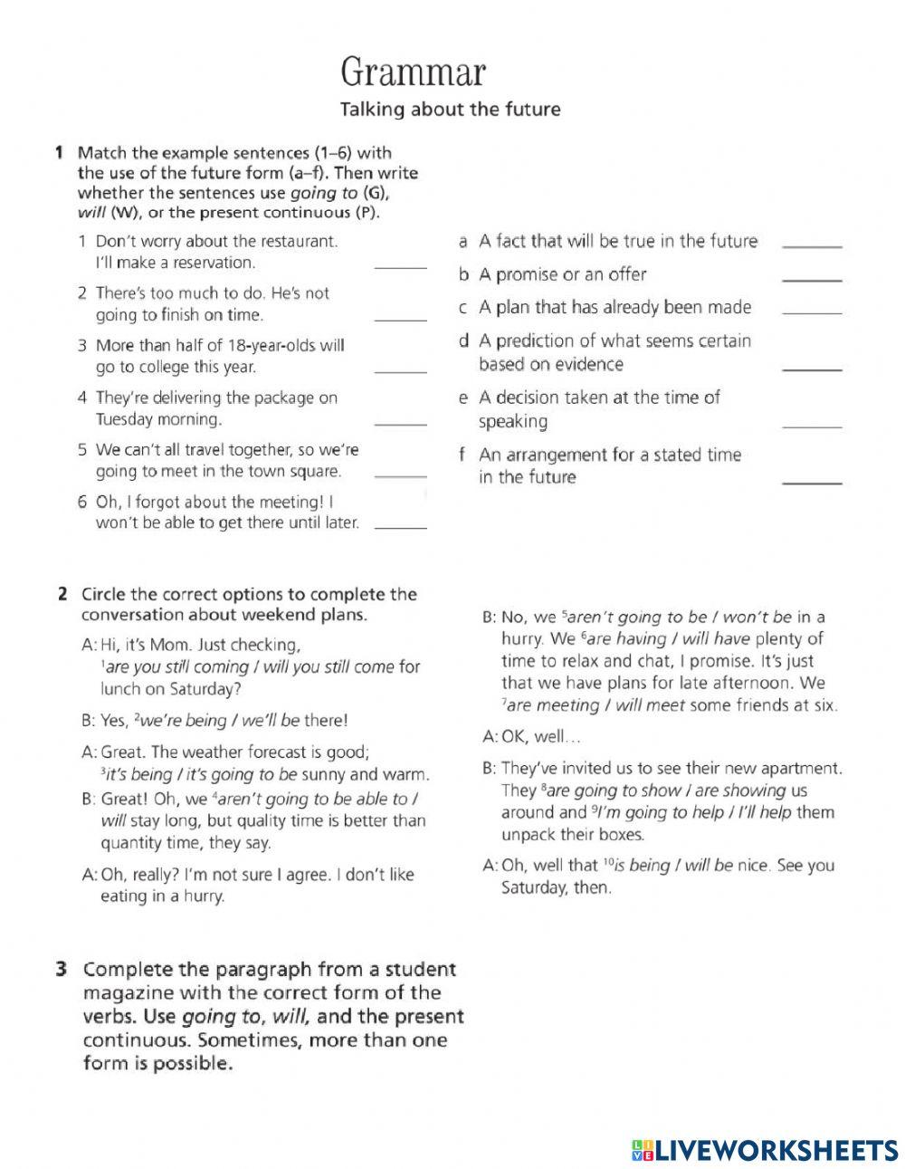 V4 U7 Workbook pages 60 - 61