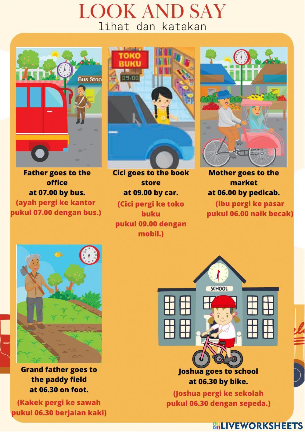 He goes to school by bike