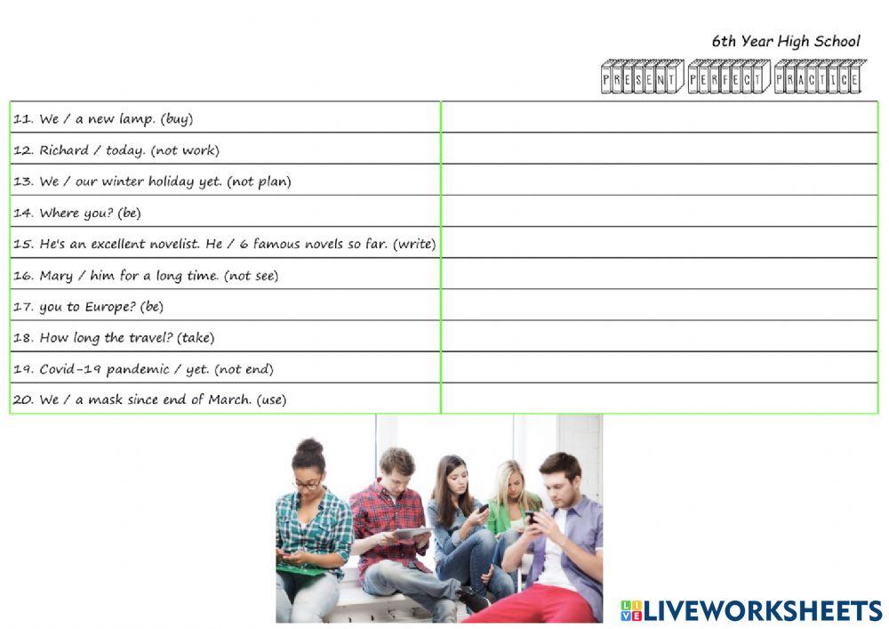 6th - Present Perfect Practice