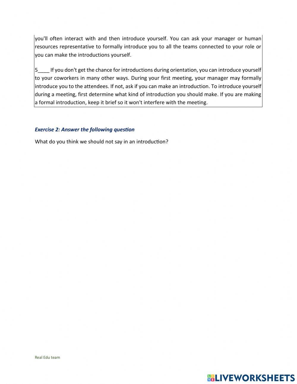 How to introduce yourself at work