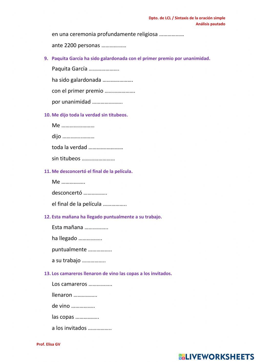 Análisis sintáctico (o. simples)