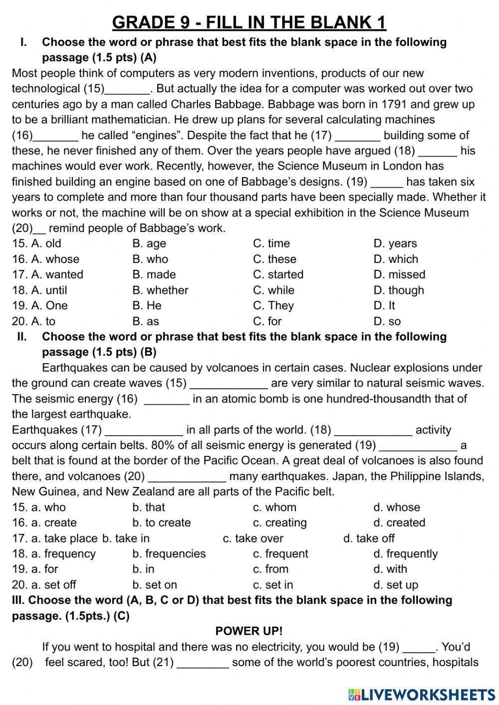 Grade - fill in the blank 1