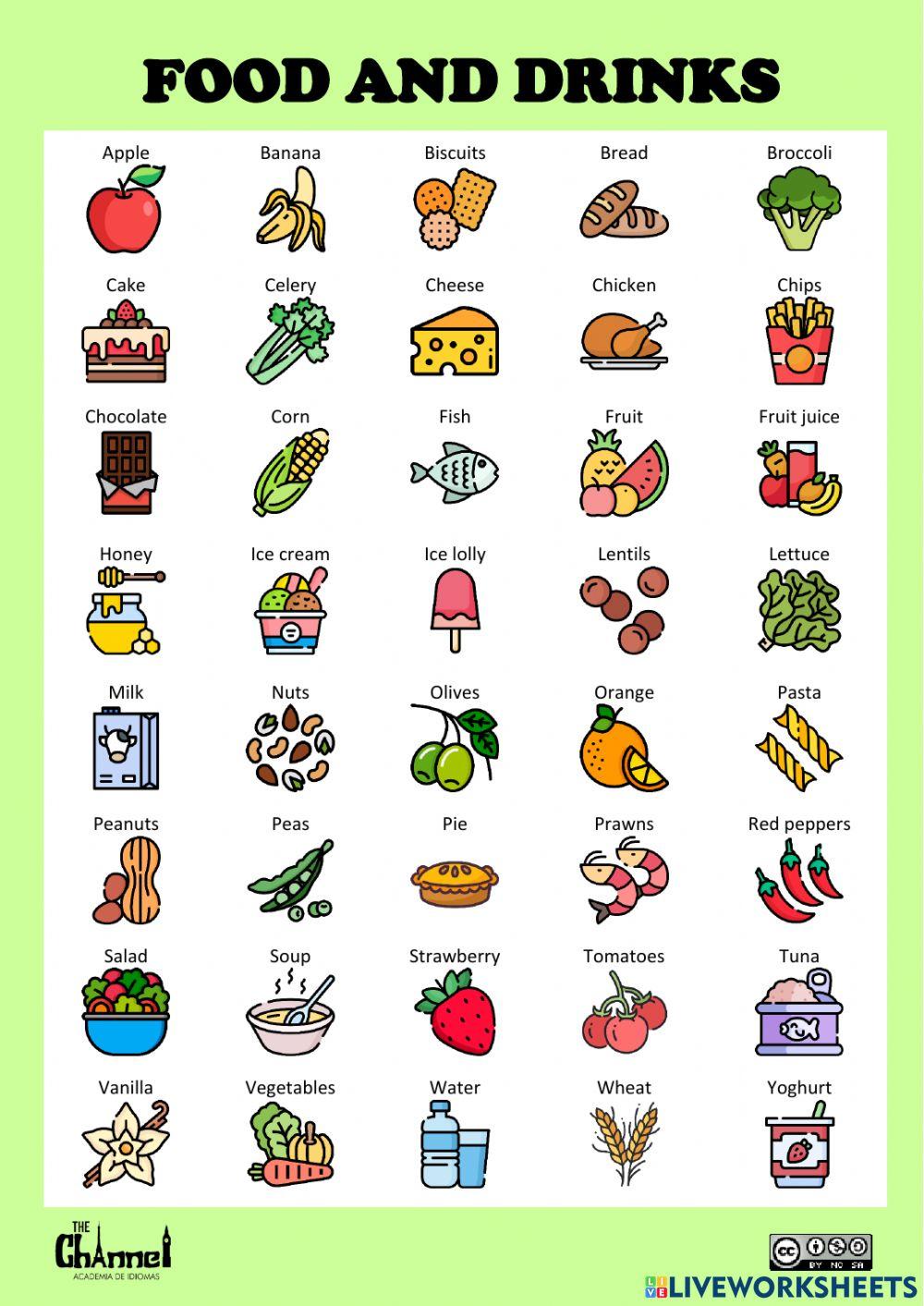 Food and drinks (40 words)