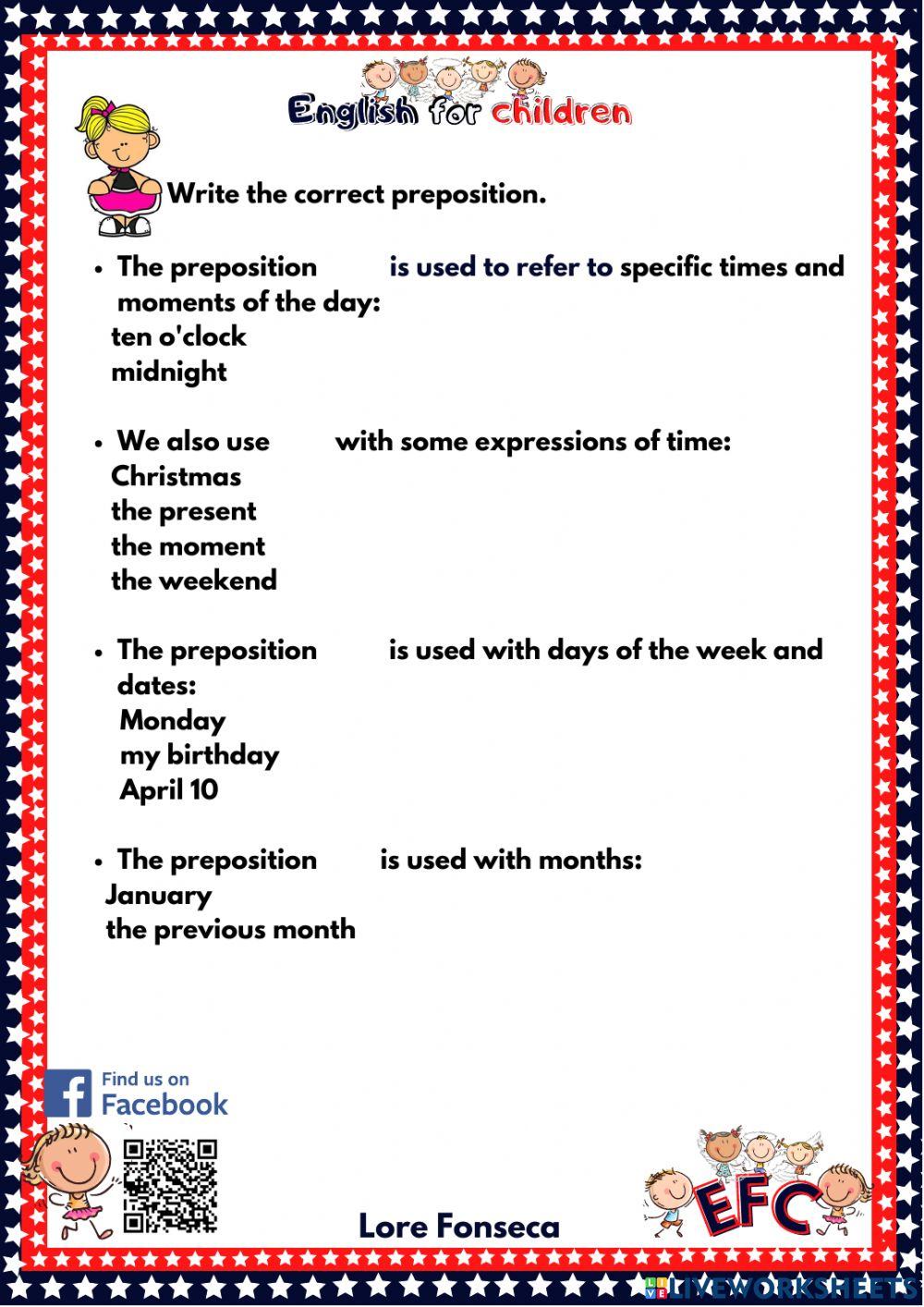 Prepositions of time in on at efc lore fonseca