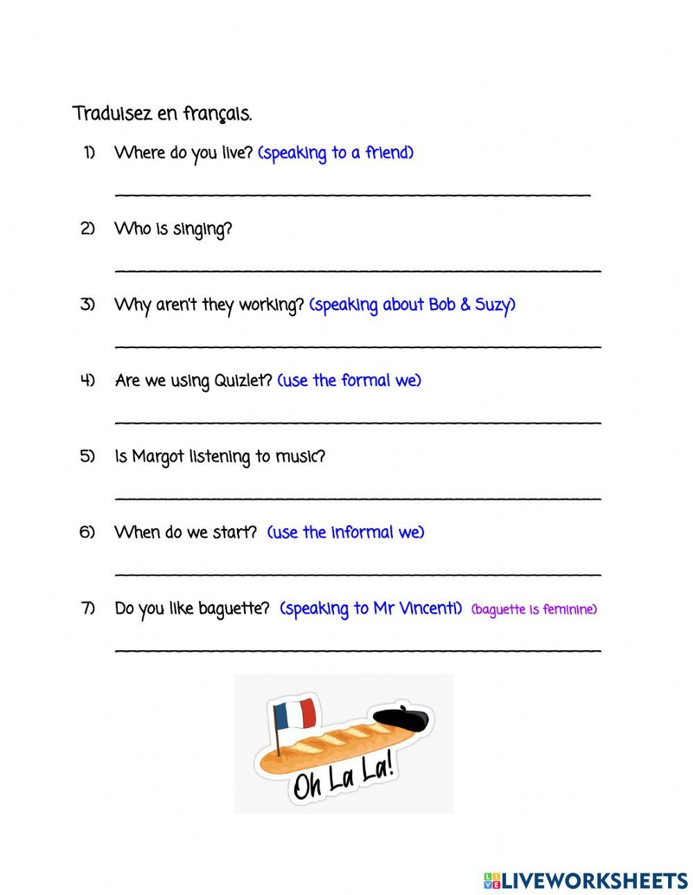 ER verbs - Les verbes en -ER : poser des questions