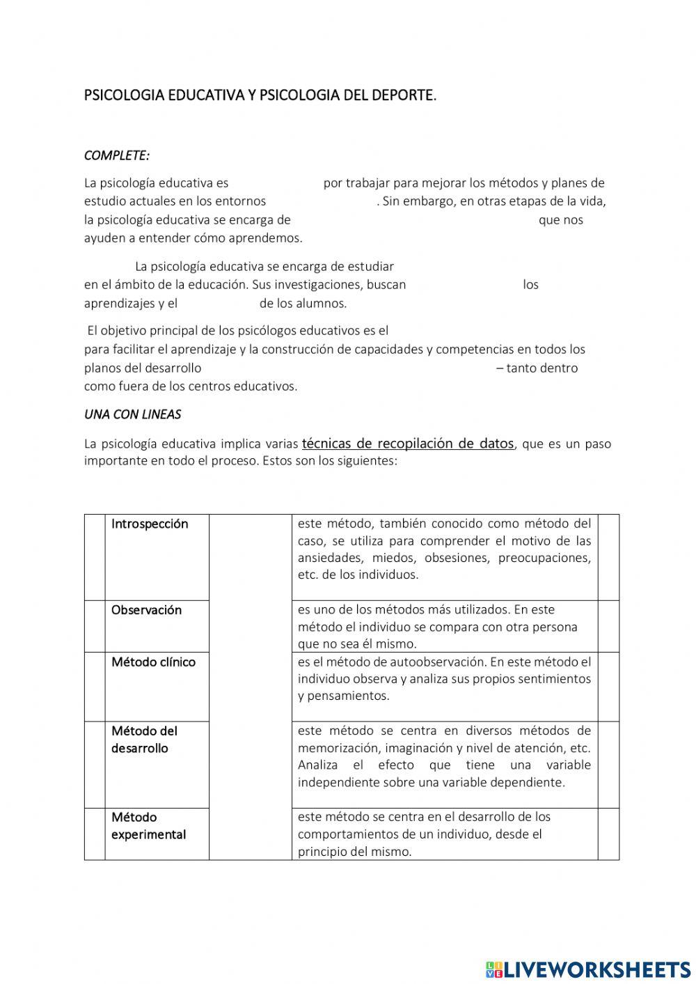 Psicologia educativa y psicologia deportiva