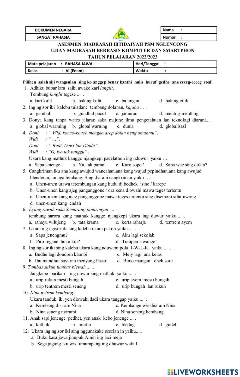 Assesmen Bahasa Jawa