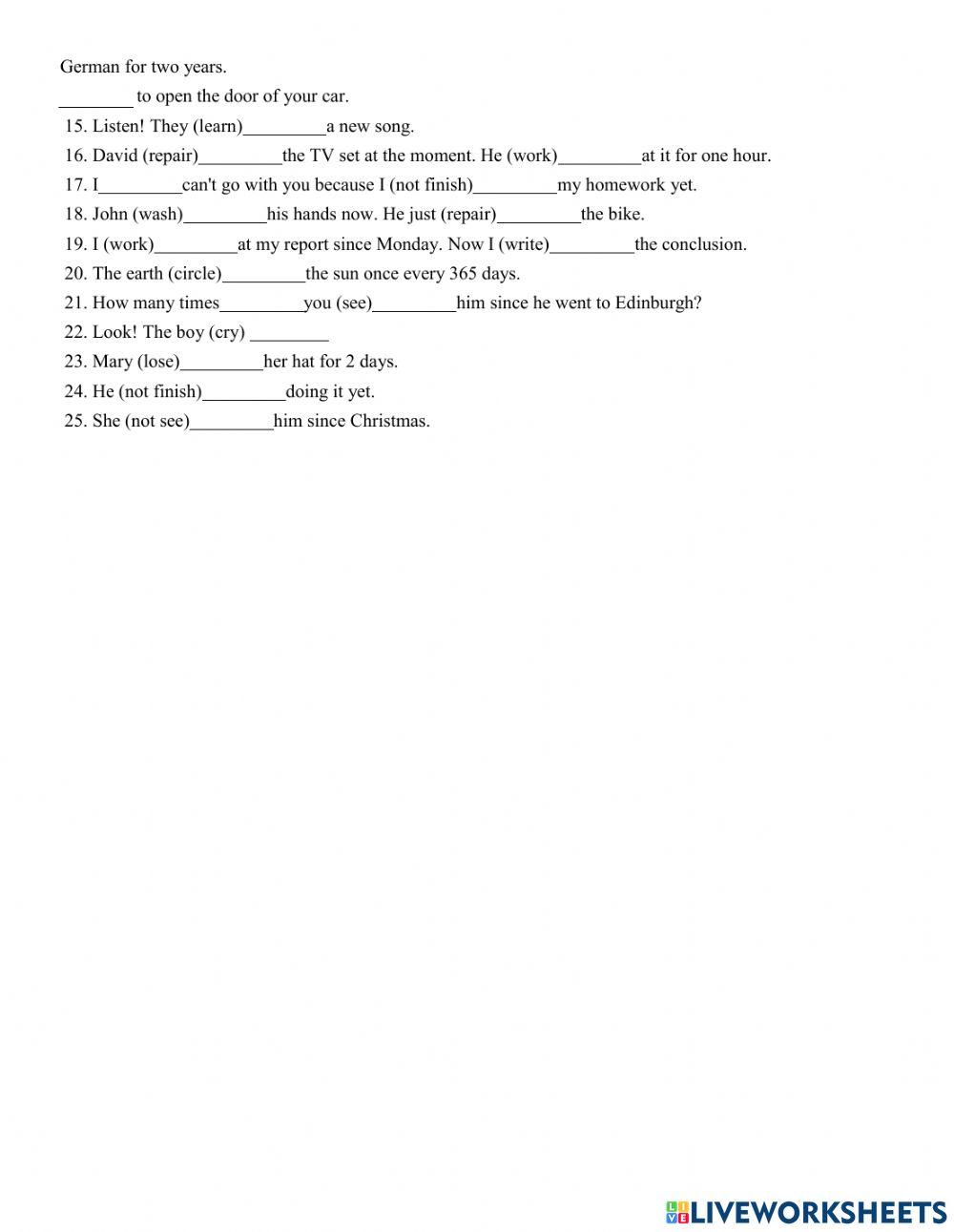 Verb tense revision 1