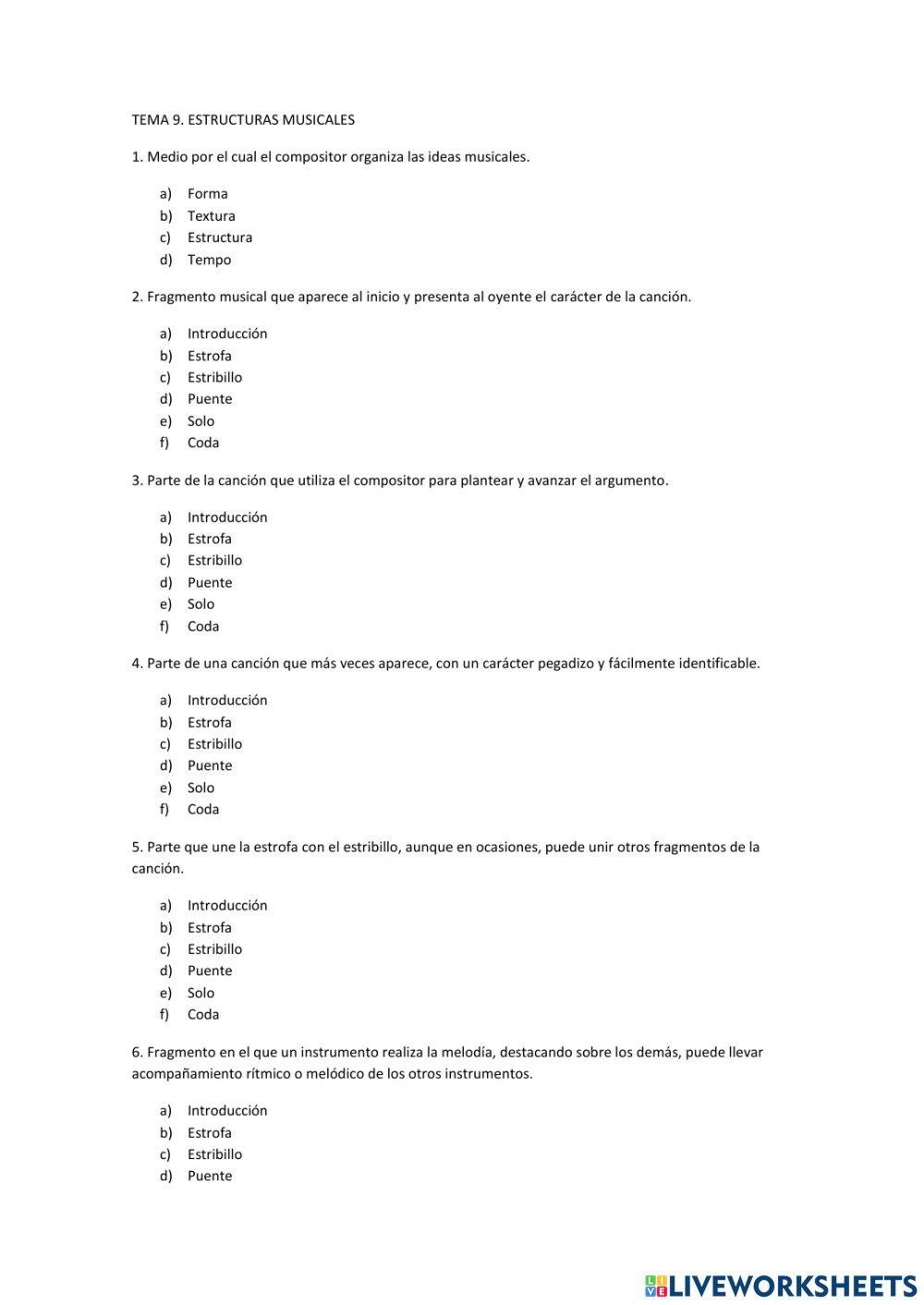 Formas musicales test