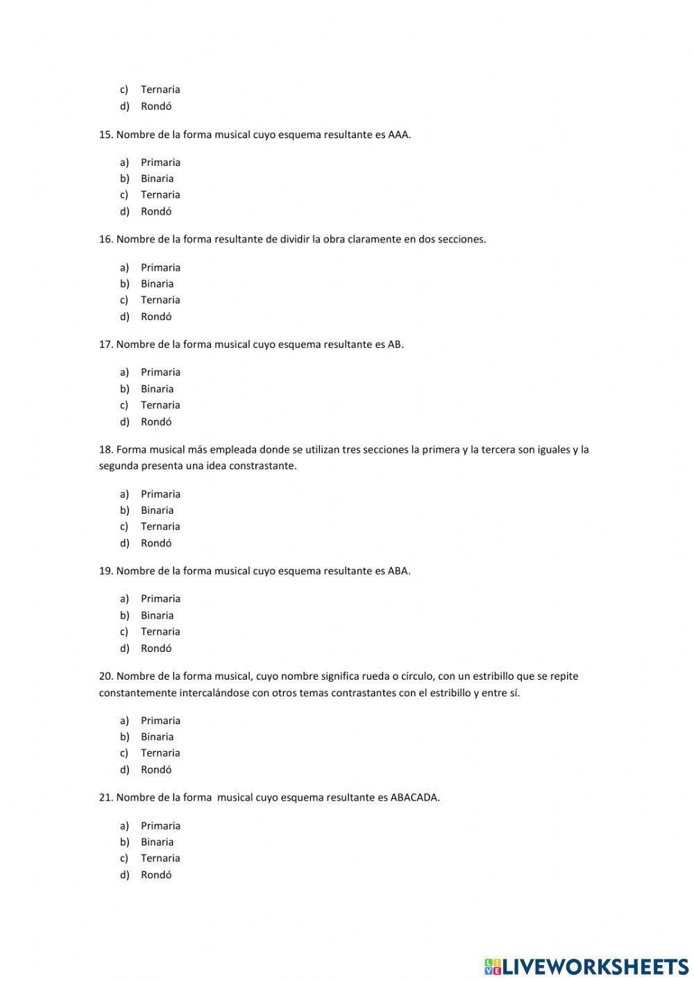 Formas musicales test