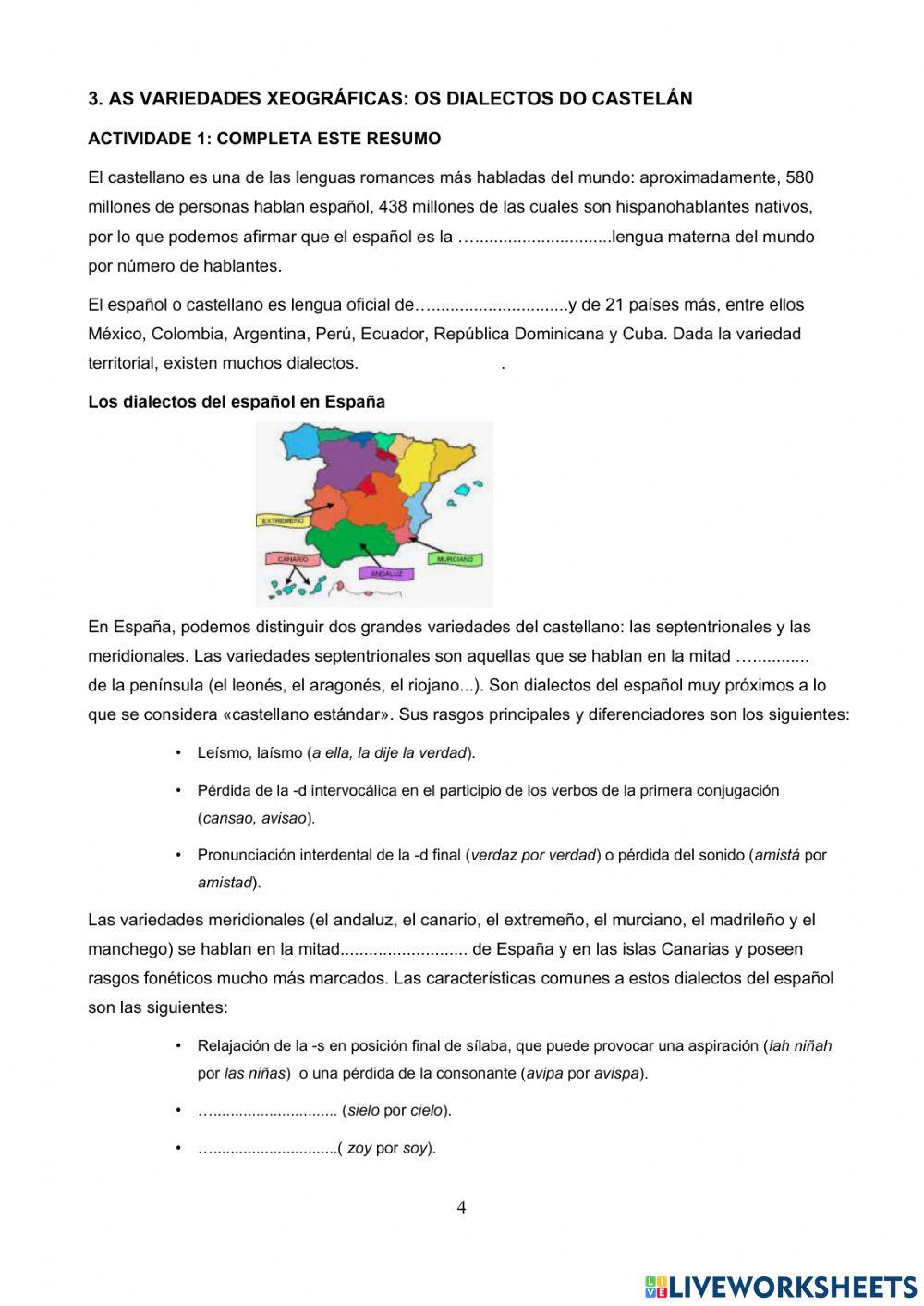 Dialectos do castelán e do galego