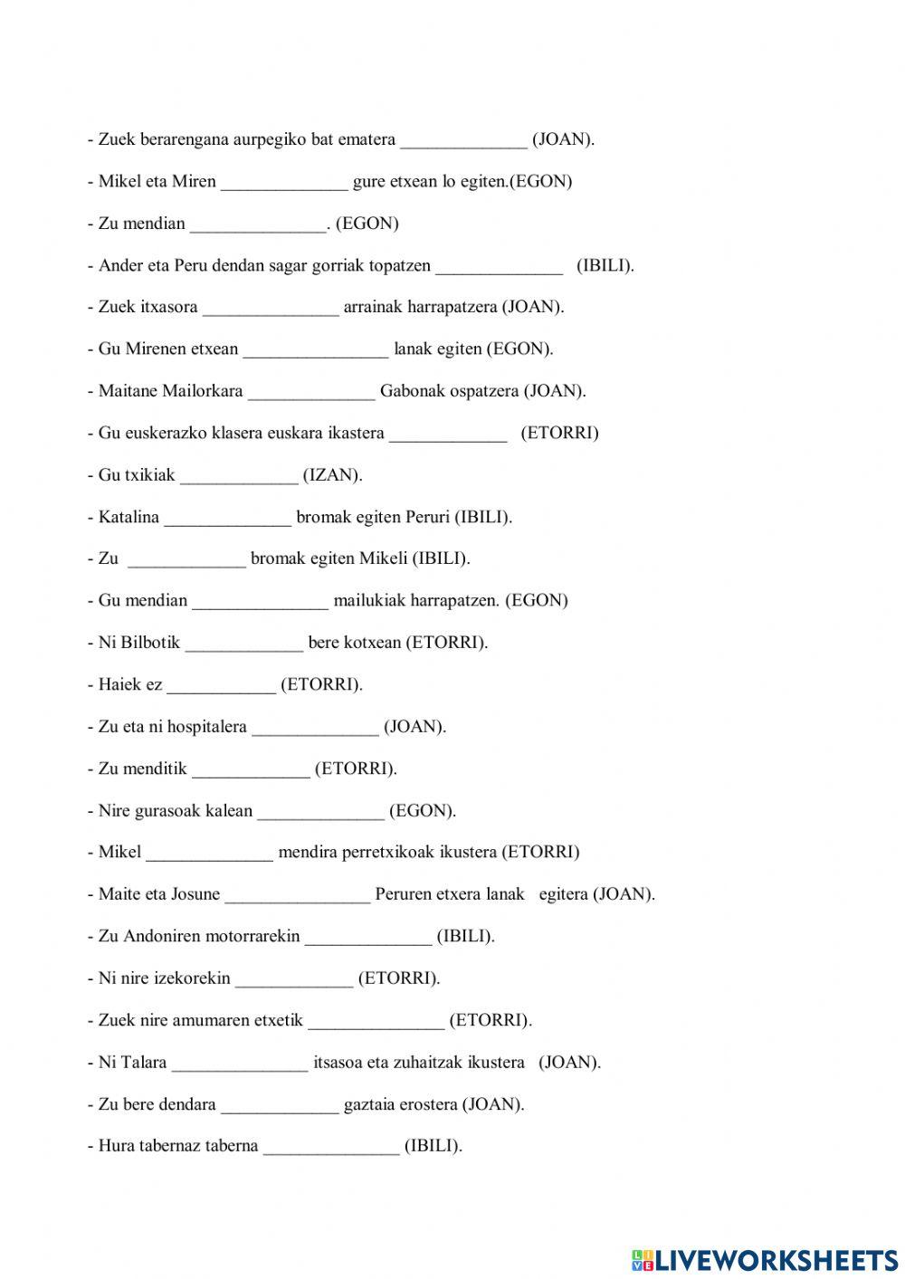 Nor aditz soila orain aldia