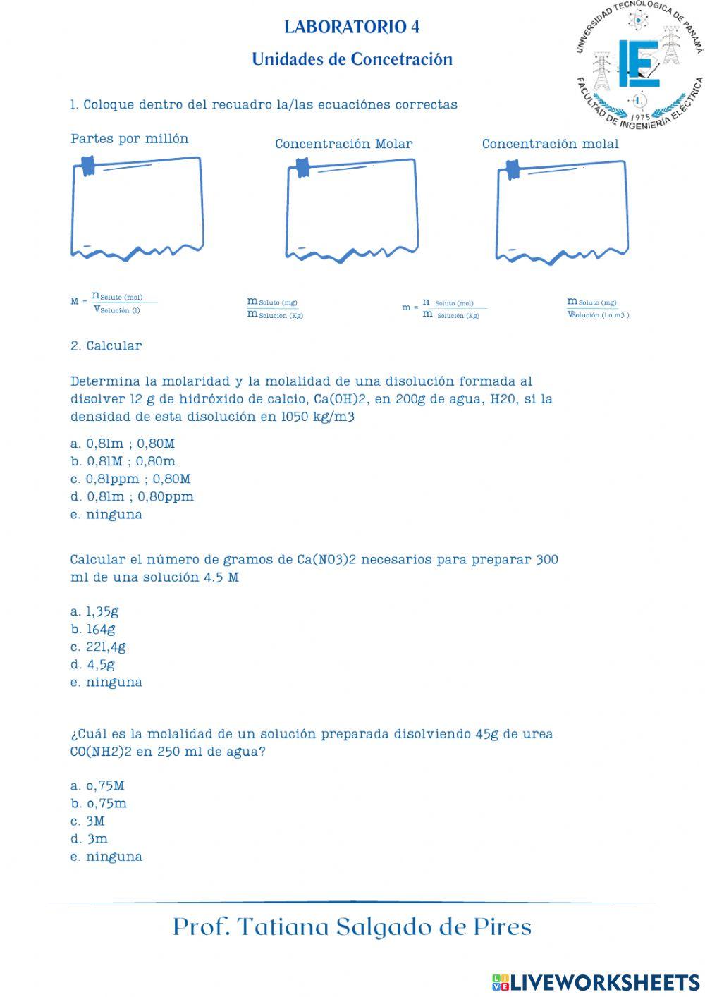 Molaridad y molalidad