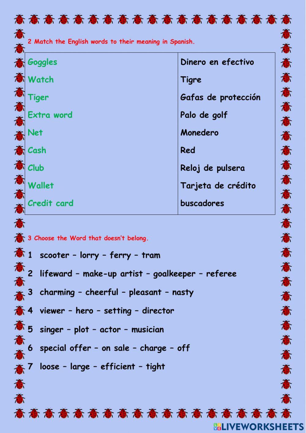 3 ESO REVIEW UNITS 1-3 VOCABULARY - TEAMWORK