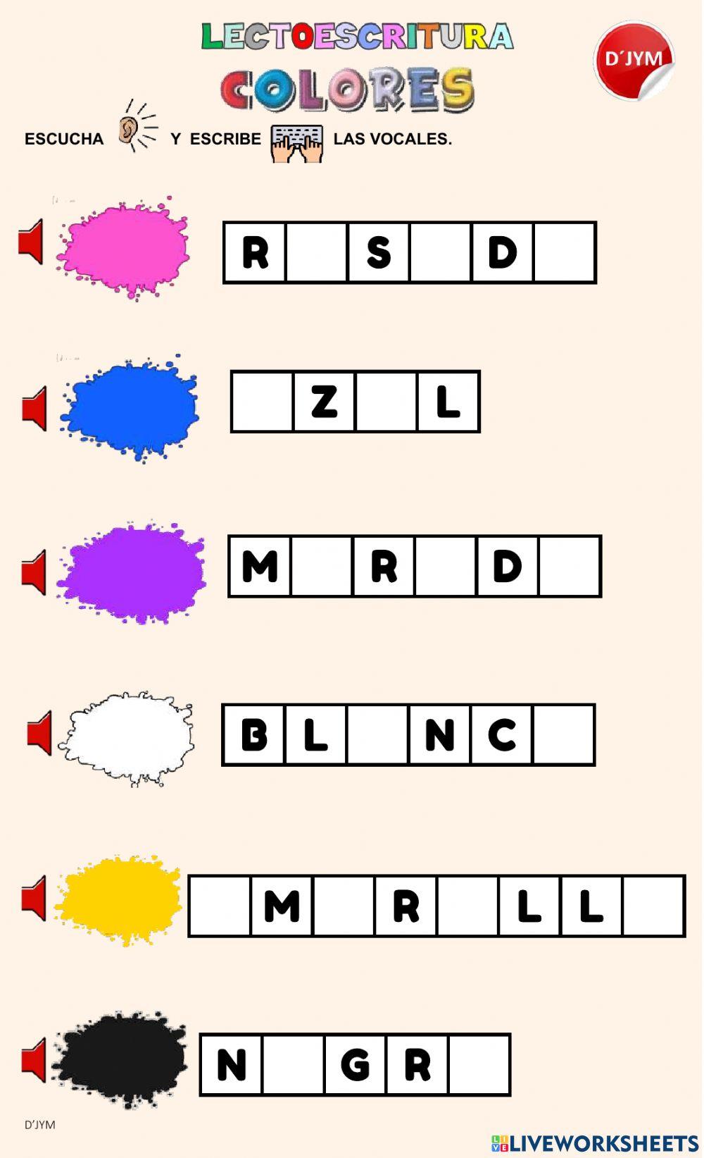 Los colores online exercise for ELEMENTAL Live Worksheets