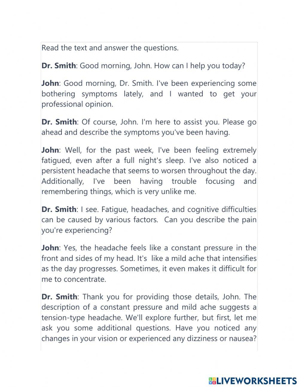 Describing symptoms and pain