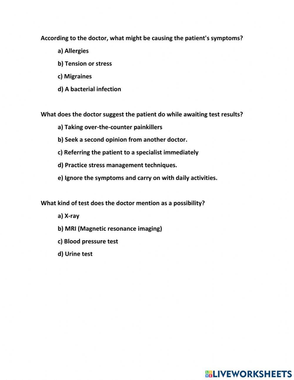 Describing symptoms and pain