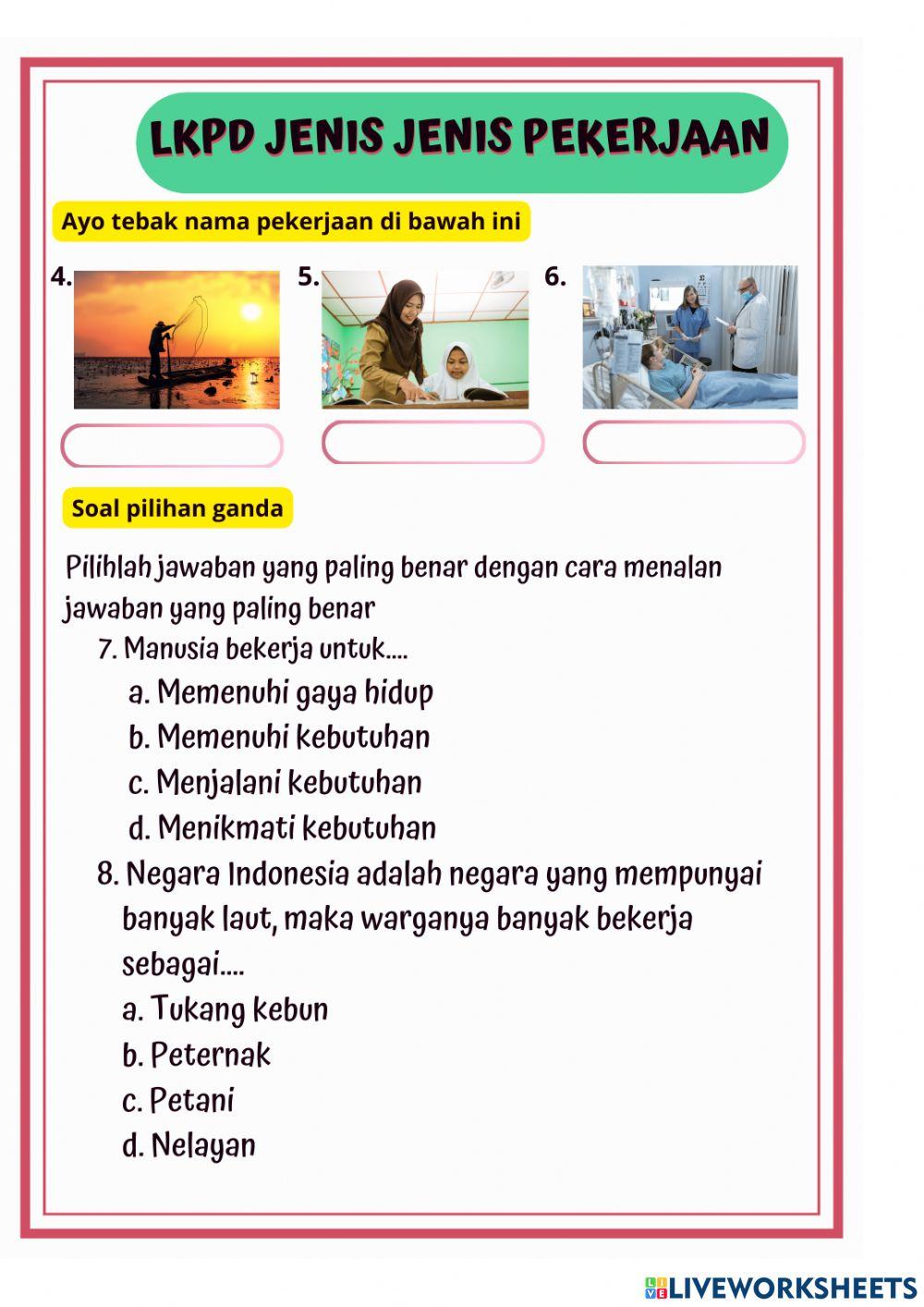 Lkpd jenis jenis pekerjaan