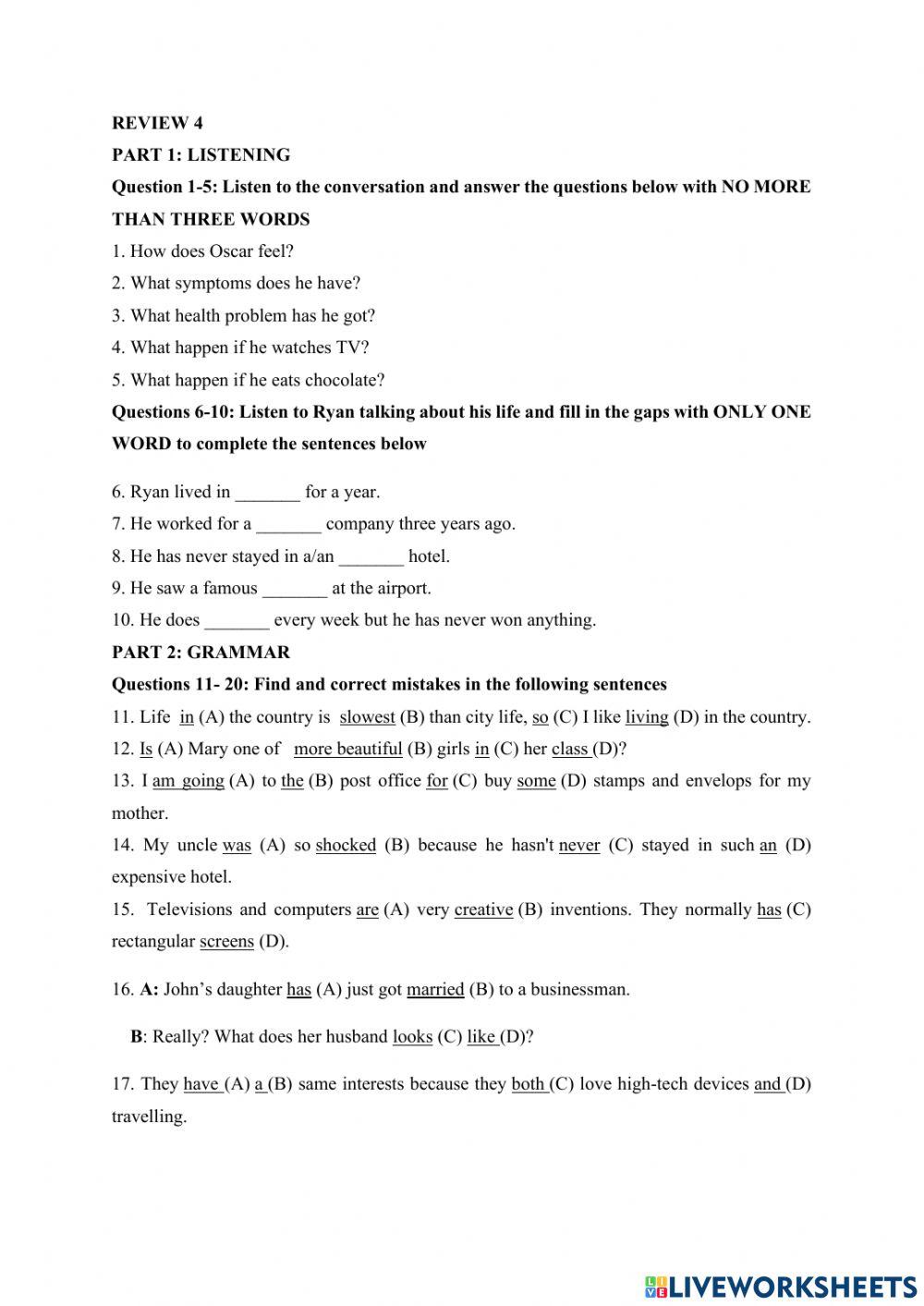 REVISION FOR FINAL TEST 4 - IT2