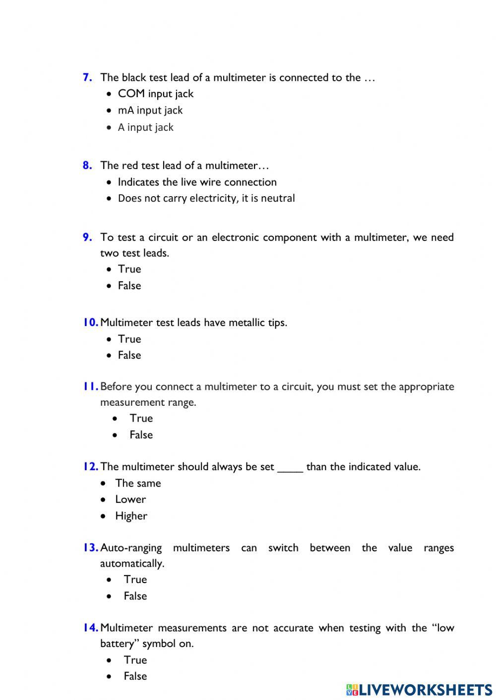 7119354 | Reading comprehension. Measuring Voltage with a