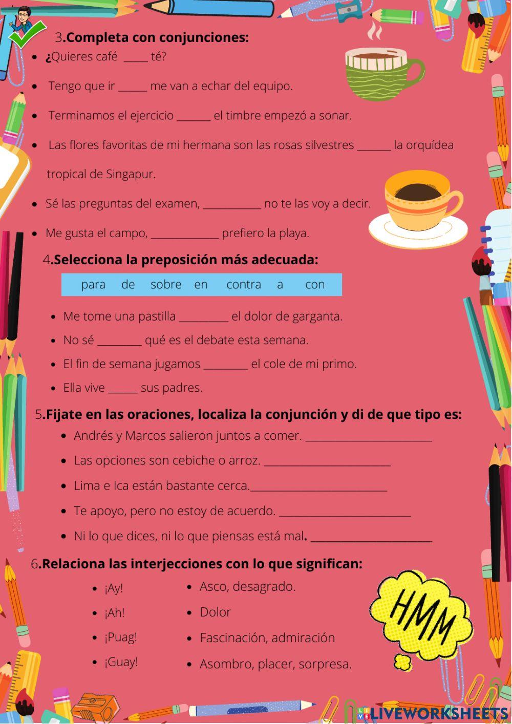 Enlaces preposiciones, conjunciones e interjecciones