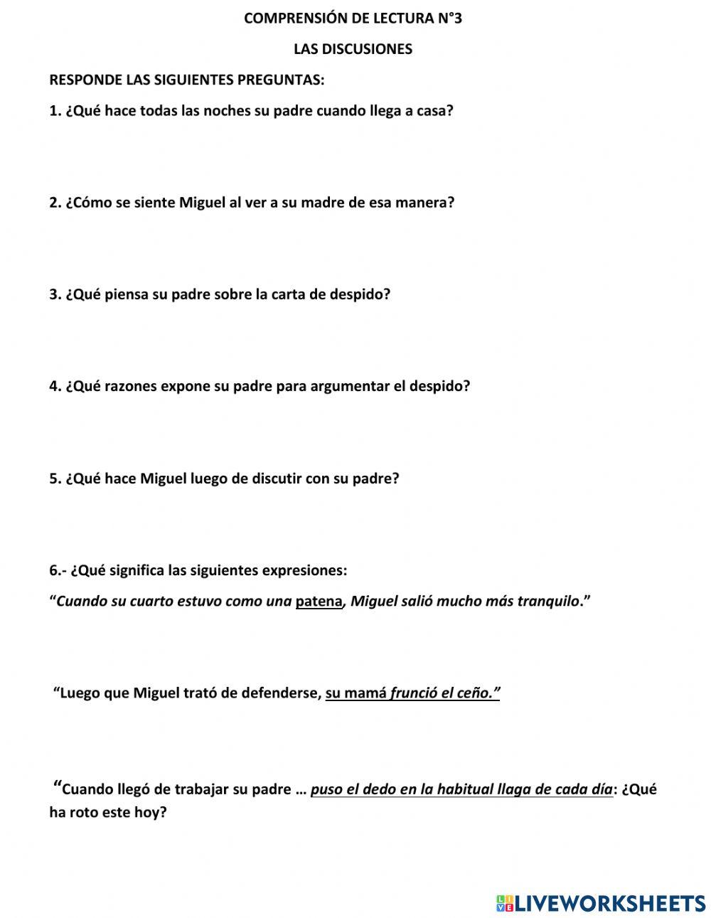 comprension-de-lectura-3-online-exercise-for-live-worksheets