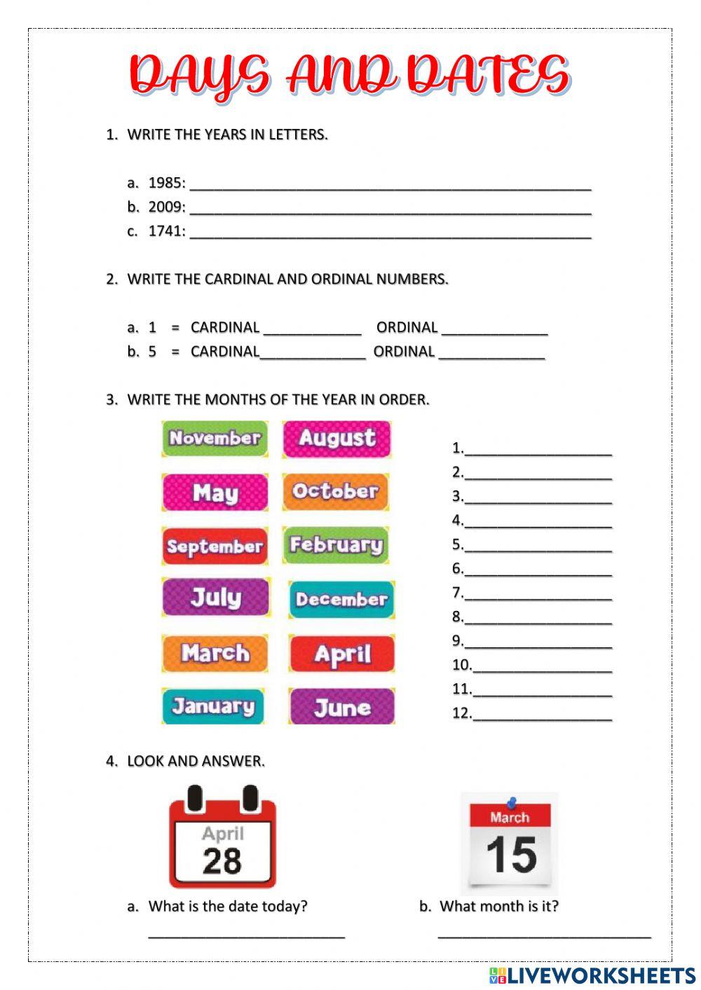 DAYS AND DATES Online Exercise For Live Worksheets days-and-dates-online-exercise-for-live-worksheets