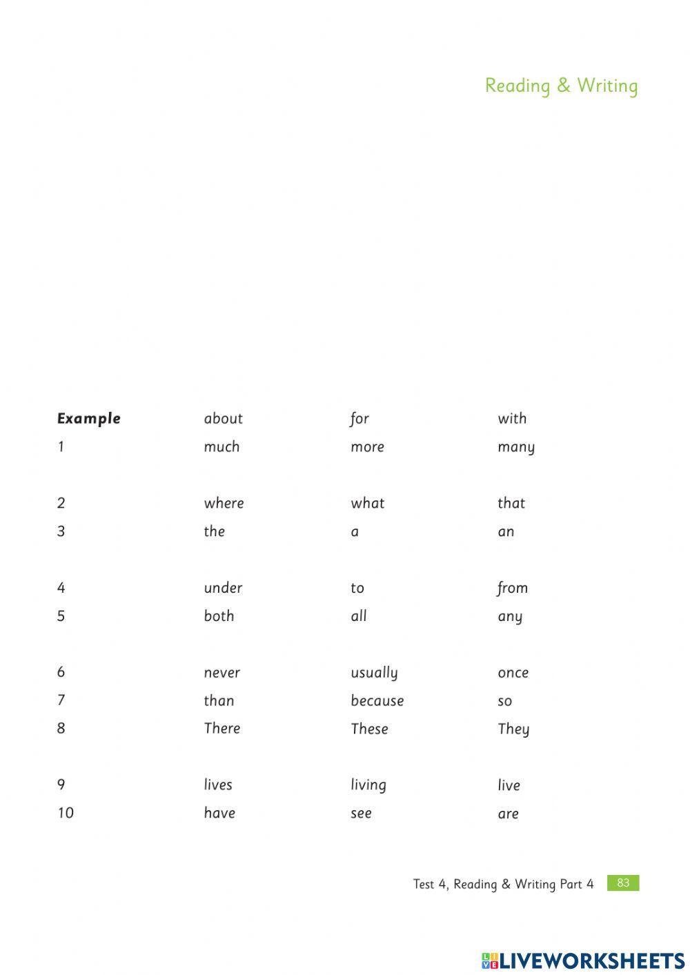 Flyers Plus test 4 R&W p1-4