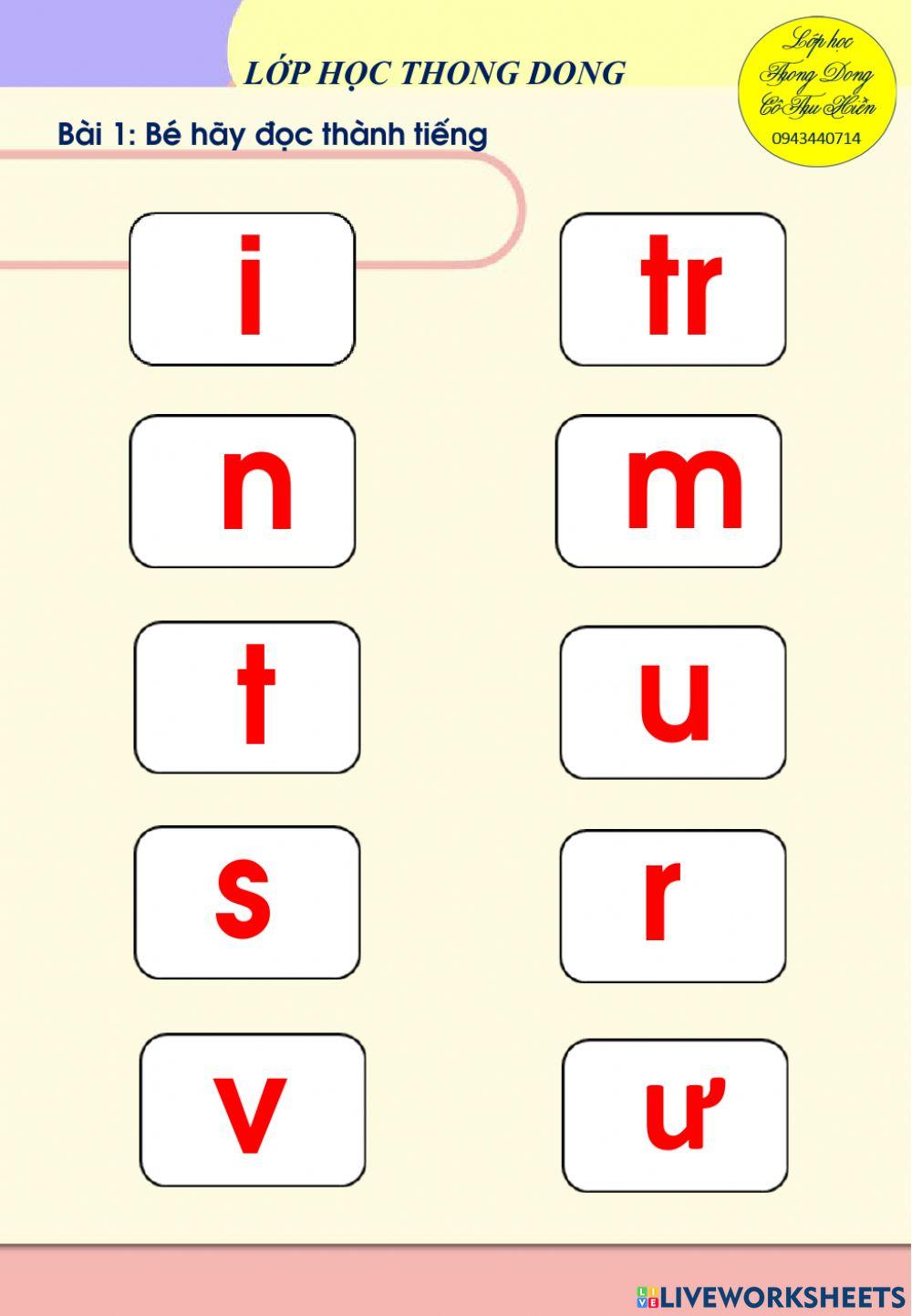 Ôn ghép vần s, tr, r, v