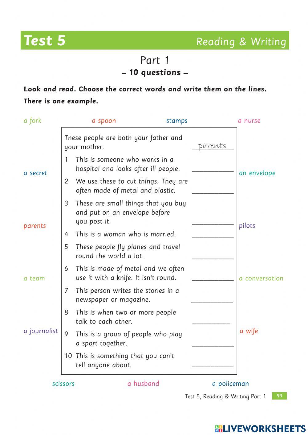Flyers Plus test 5 R&W p1-4