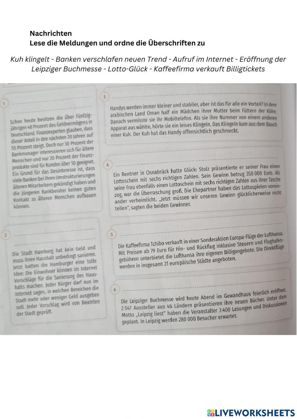 Nachrichten aus dem In- und Ausland