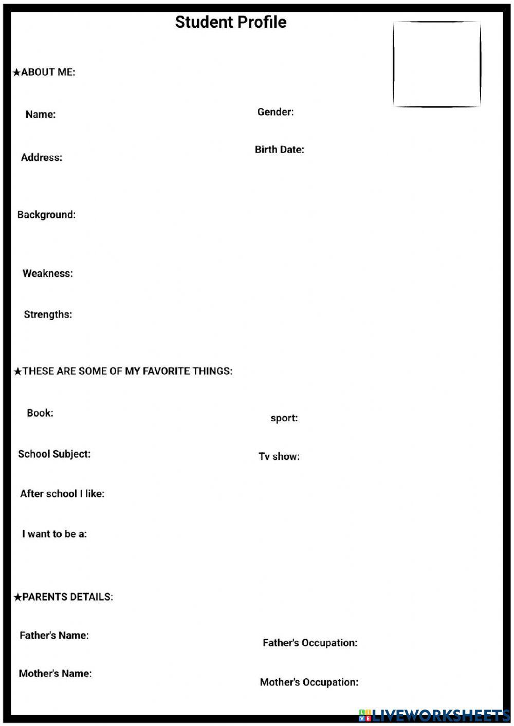 students profile online exercise for | Live Worksheets