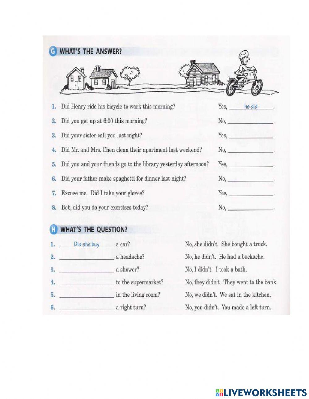 Simple past questions