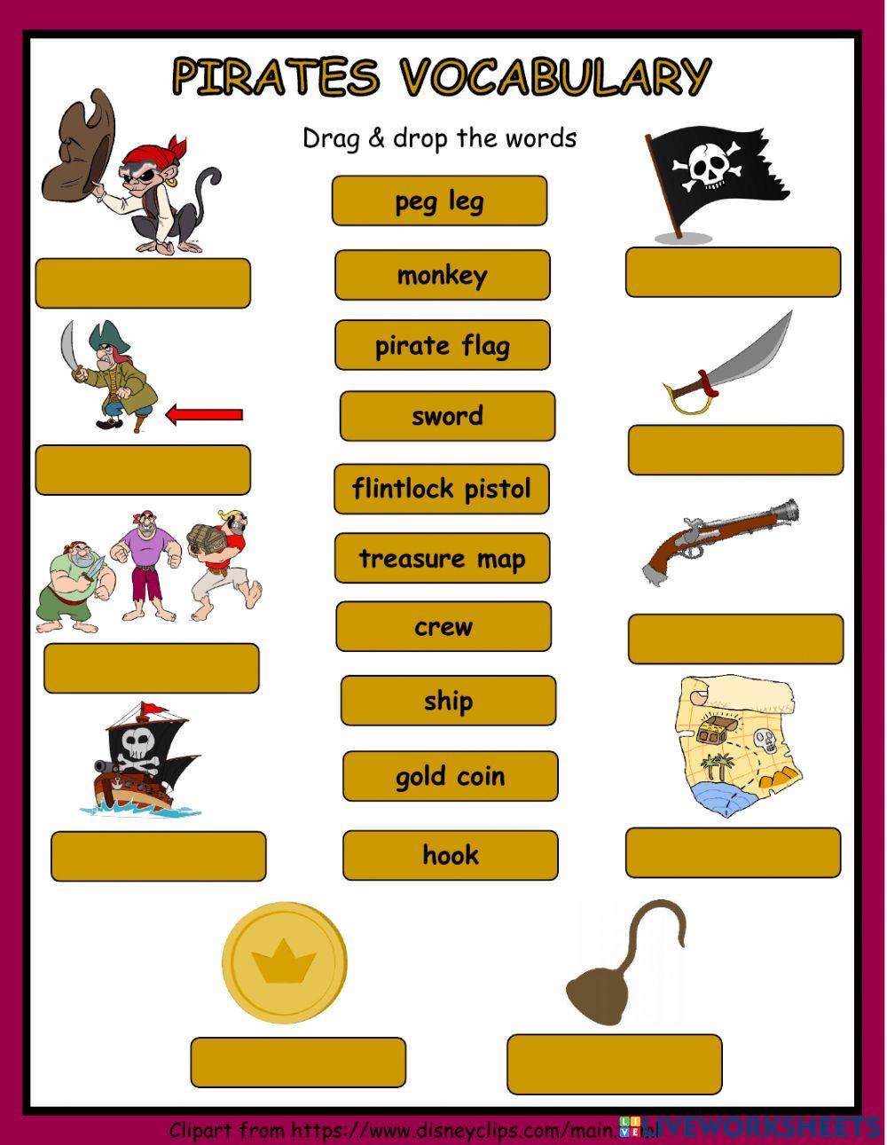 Pirate Vocabulary Drag & Drop
