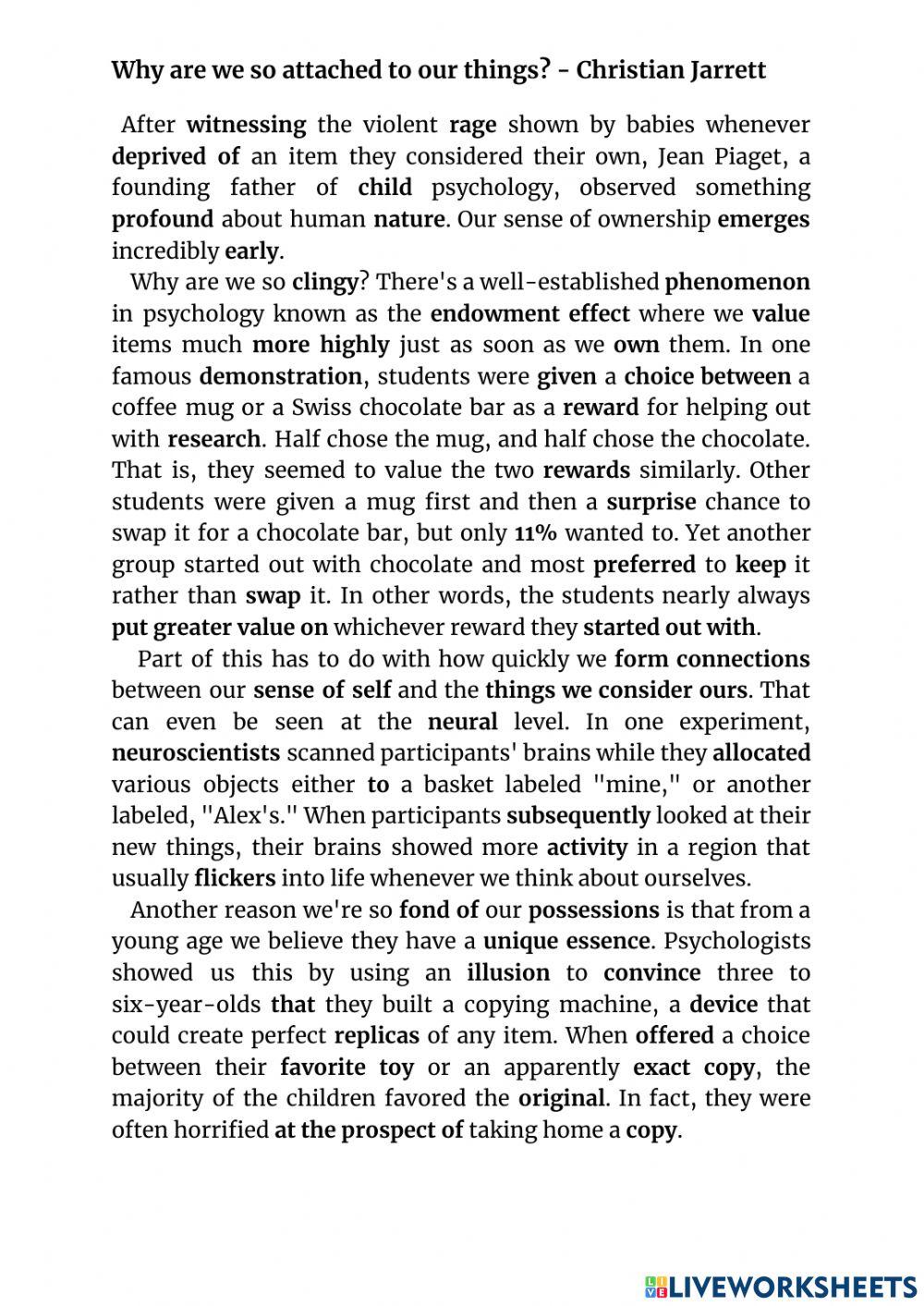 Why are we so attached to our things? - Christian Jarrett