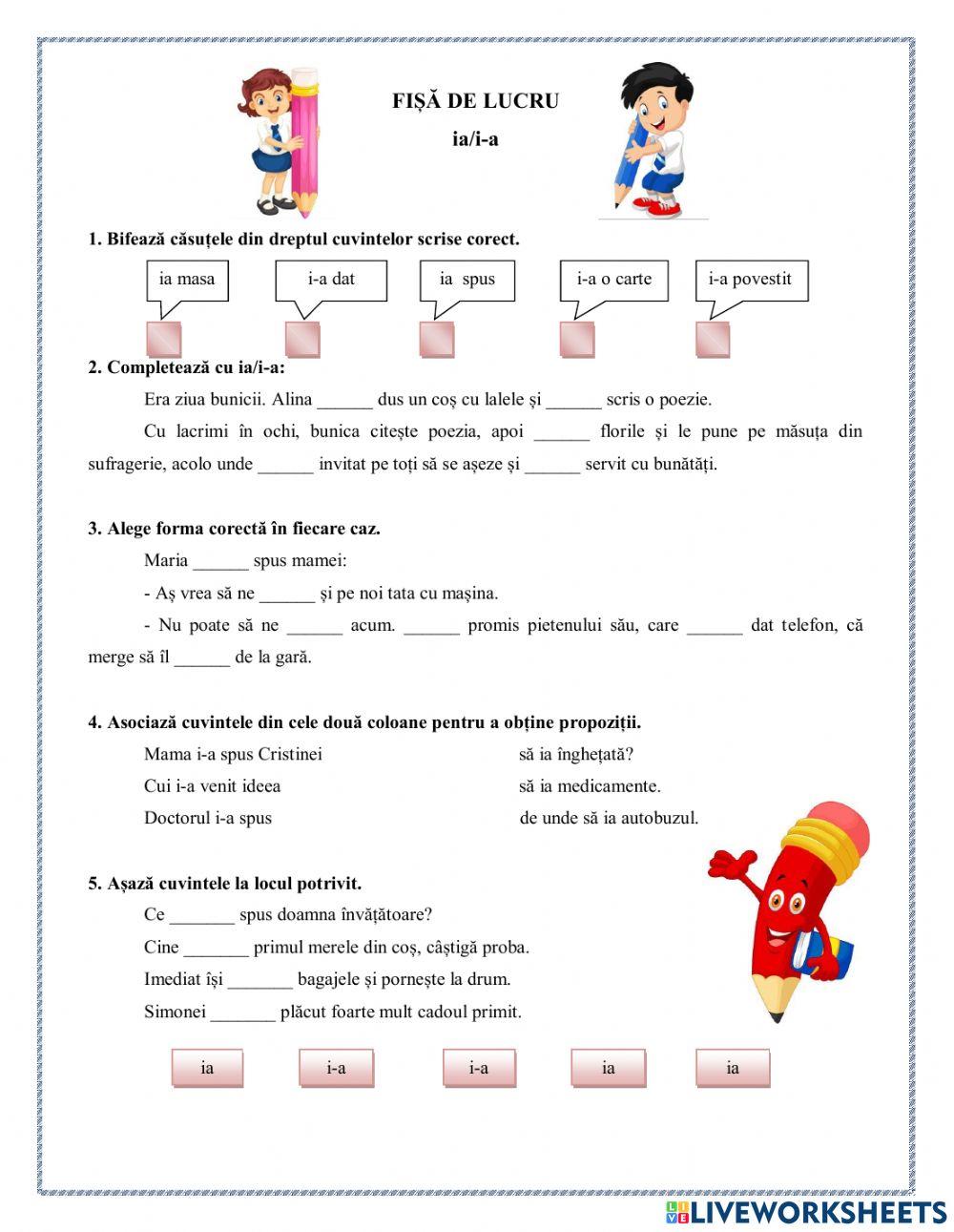 Să scriem corect!(ia, i-a)