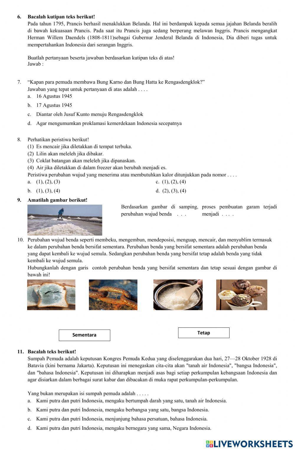 Soal PAT Tema 7 Kelas 5