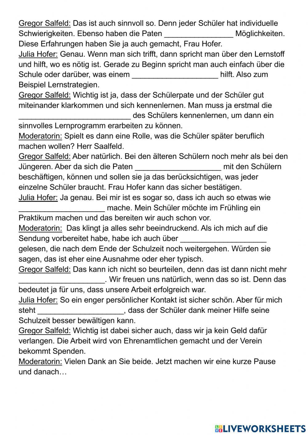 B1 PV Lek12-2 Lückentext